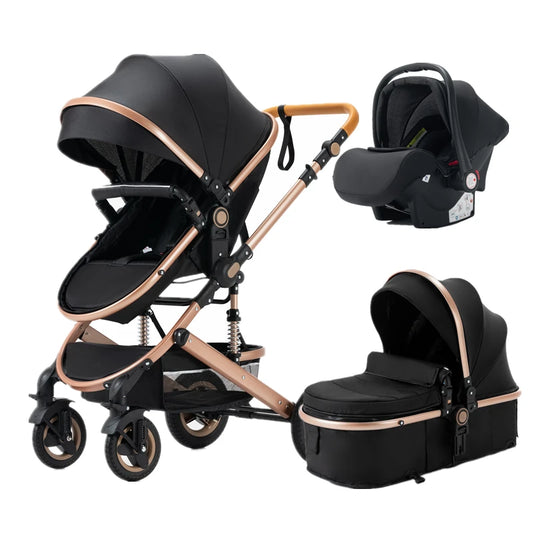 Poussette de voyage portable luxueuse 3 en 1 pour bébé