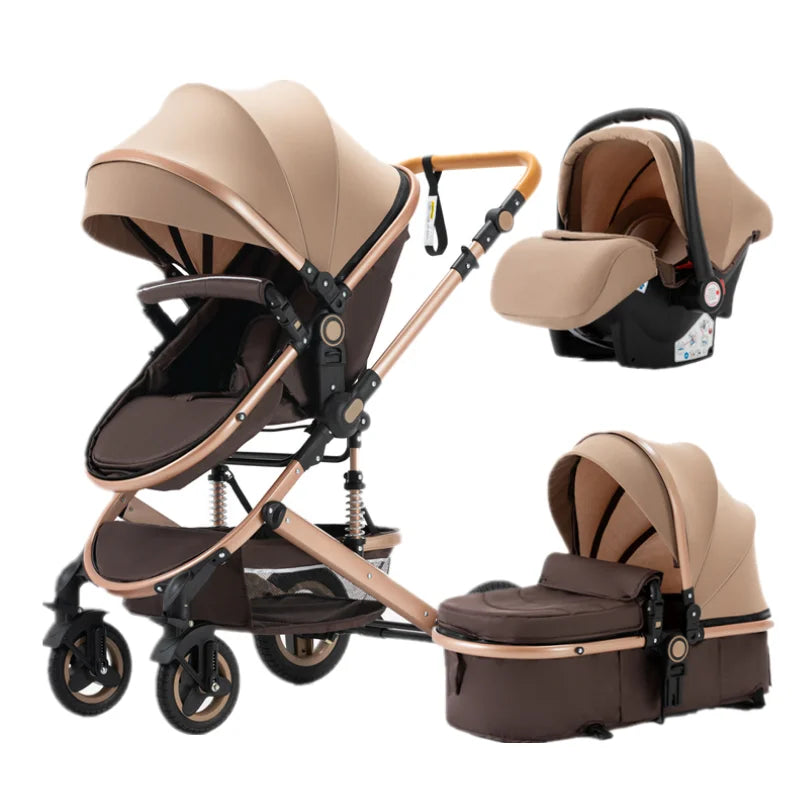 Poussette de voyage portable luxueuse 3 en 1 pour bébé